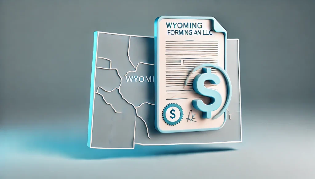 Illustration showing the cost comparison of forming an LLC in Wyoming versus other states, emphasizing legal fees and state benefits for non-residents.
