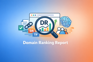 Domain ranking report using API for checking DR, DA, TF, traffic, and referring domains
