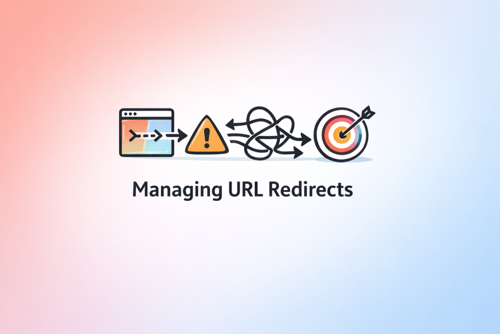Best practices for managing URL redirects at scale including centralization, documentation, and avoiding redirect chains and loops