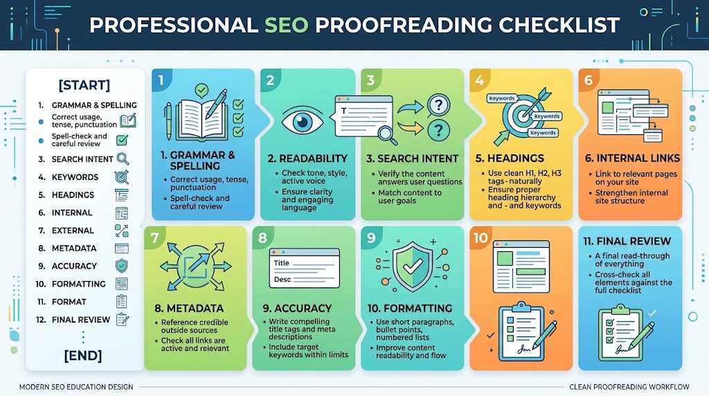 SEO proofreading checklist for website content