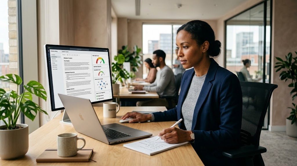 SEO editor reviewing and optimizing website content