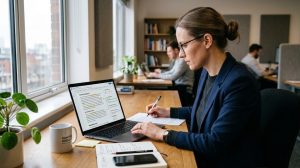 SEO proofreader reviewing website content for errors and search optimization